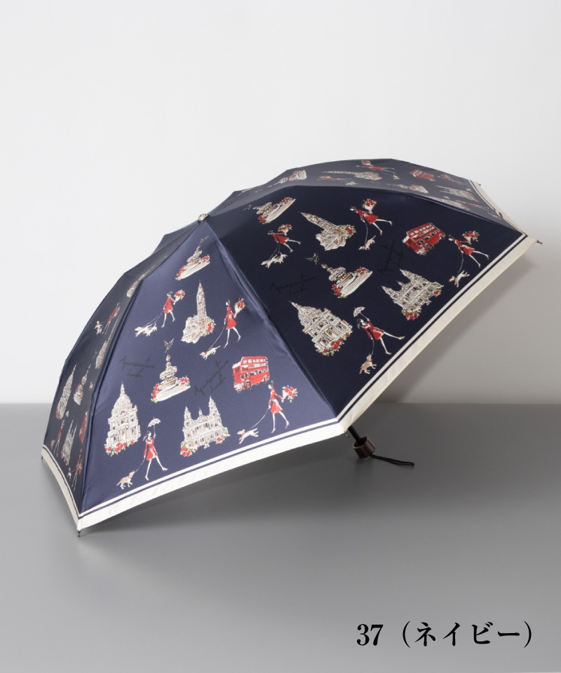 Aquascutum（アクアスキュータム）】ロンドンガール柄雨傘（折りたたみ