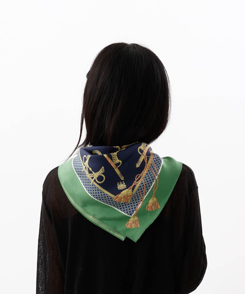 Aquascutum（アクアスキュータム）】シルクプリントセミスカーフ(WASH