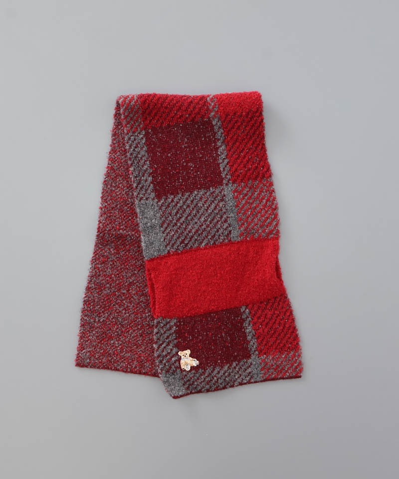 Aquascutum（アクアスキュータム）】ベア刺しゅうキャンディマフラー