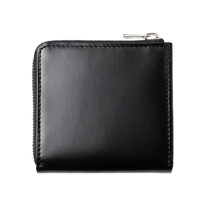 さとり L字ファスナー コンパクト財布 松阪レザー 硯（ブラック