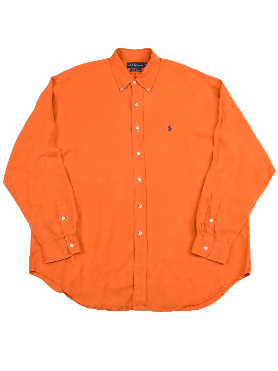 ラルフローレン シルク&リネン混 ボタンダウンシャツ 表記(XL