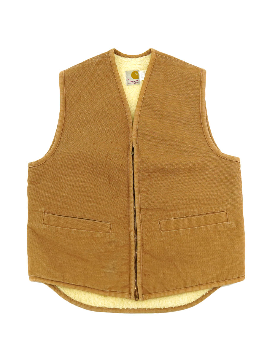70's プリントタグ カーハート 裏ボア ダックベスト 表記(M) | ALL