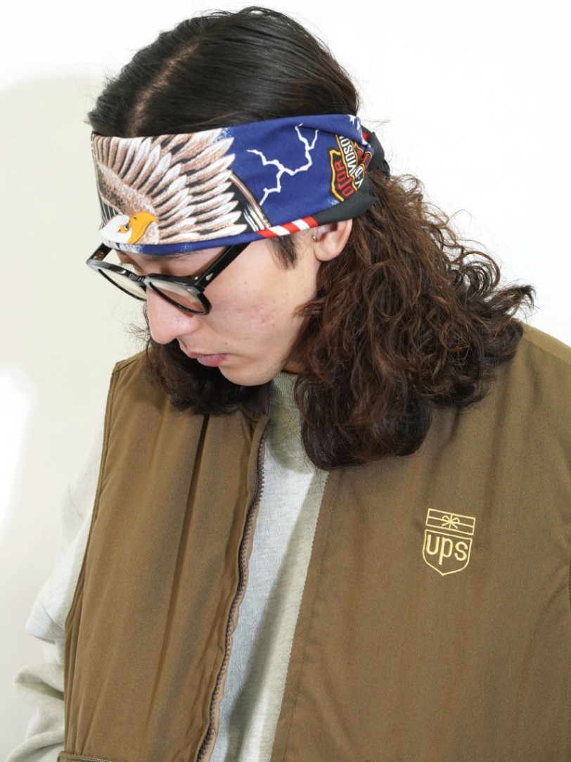 80's Harley Davidson イーグル×ウィール バンダナ MADE IN USA DEAD