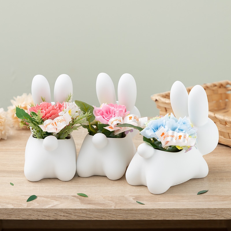 Flower Miffy うさぎカバー アートフラワーアレンジ パステルピンク