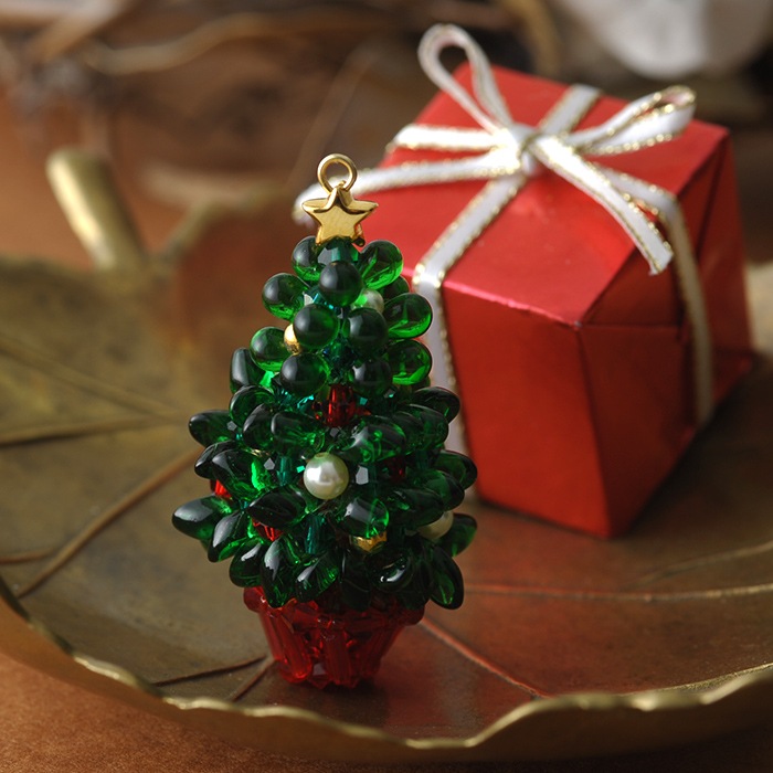 ぷっくりガラスのクリスマスツリー グリーン 【作家：ちばのぶよ