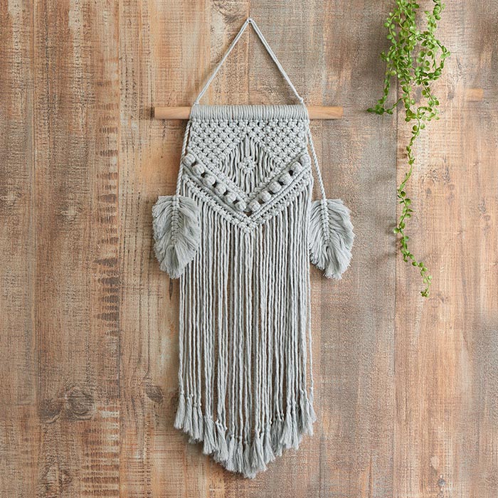 キット/結び模様が美しいマクラメのタペストリー3 ヤーニング～グレー