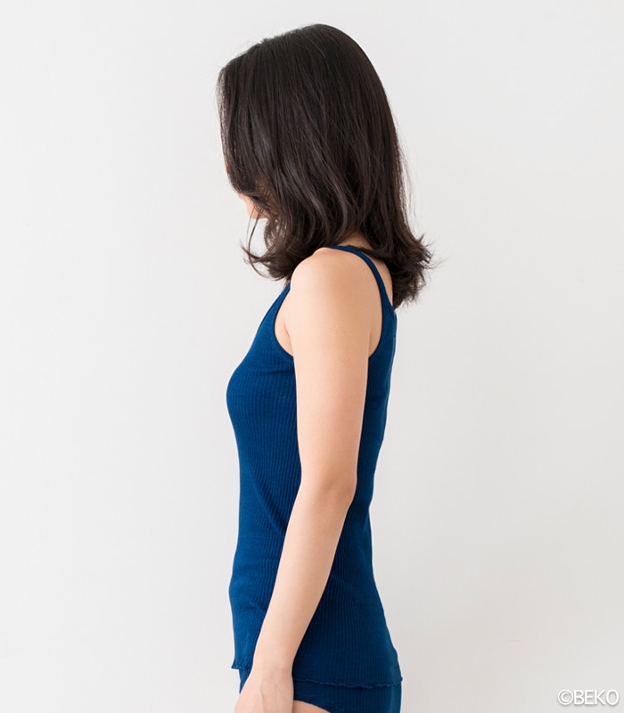 天衣無縫 藍染めby宝島染工（手染め）リブキャミソール（メール便使用