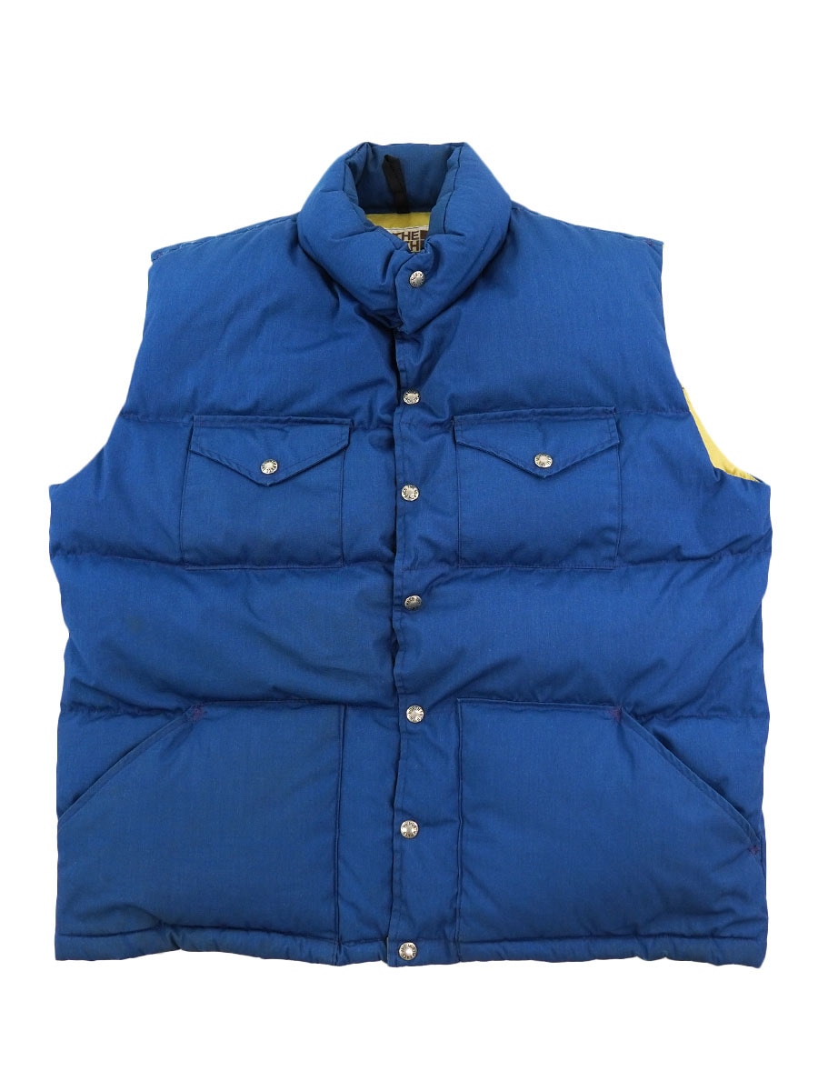 80's 茶タグ ノースフェイス ダウンベスト ネイビーブルー 表記(XXL