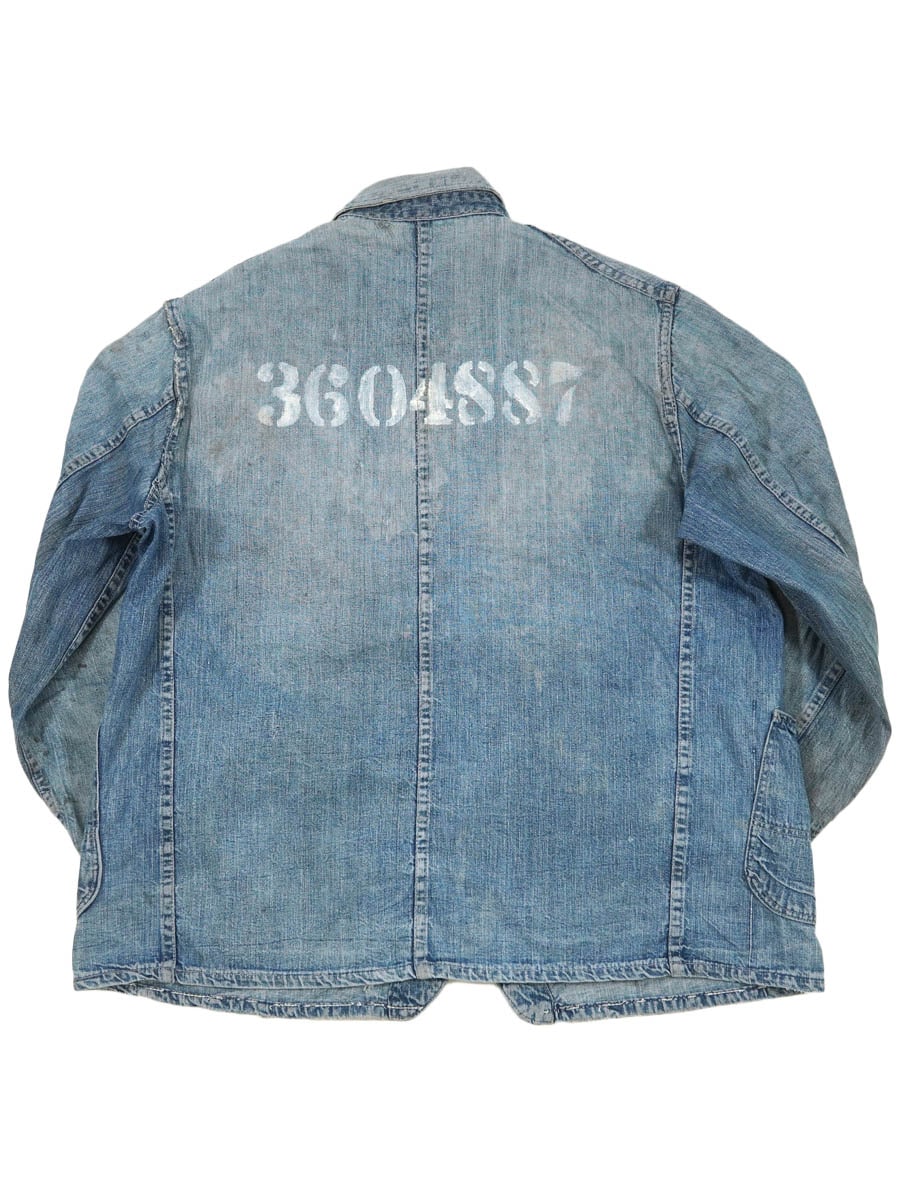 40's 月桂樹ボタン 大戦 デニムカバーオール ステンシル 実寸(42位