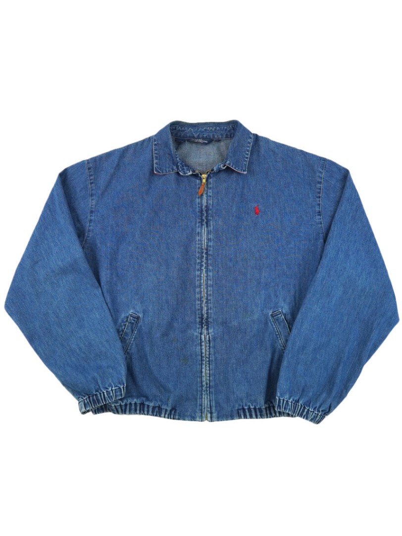 80's ラルフローレン 襟裏赤 デニムスウィングトップ 表記(XL) USA製