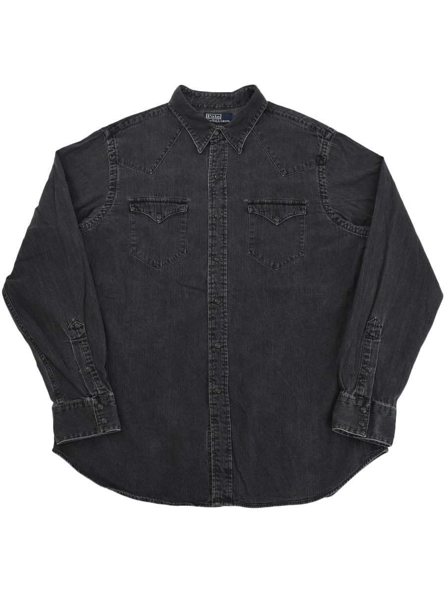 ラルフローレン ブラックデニム ウエスタンシャツ 実寸(XL位) | SOLD