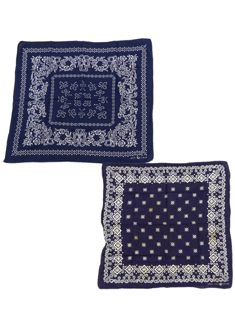 Vintage バンダナ FAST COLOR 下鼻&虎 ネイビー 2枚セット | SOLD OUT