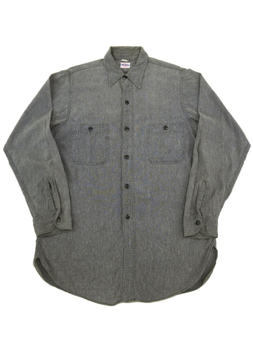 50's BIG YANK 菱形ボタン ブラックシャンブレーシャツ 実寸(15位