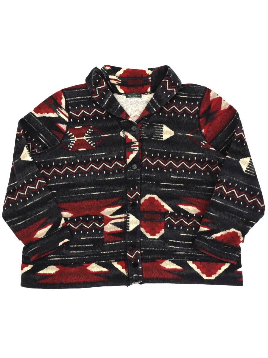 ラルフローレン ネイティブ柄 ショールカラー パイルスウェット