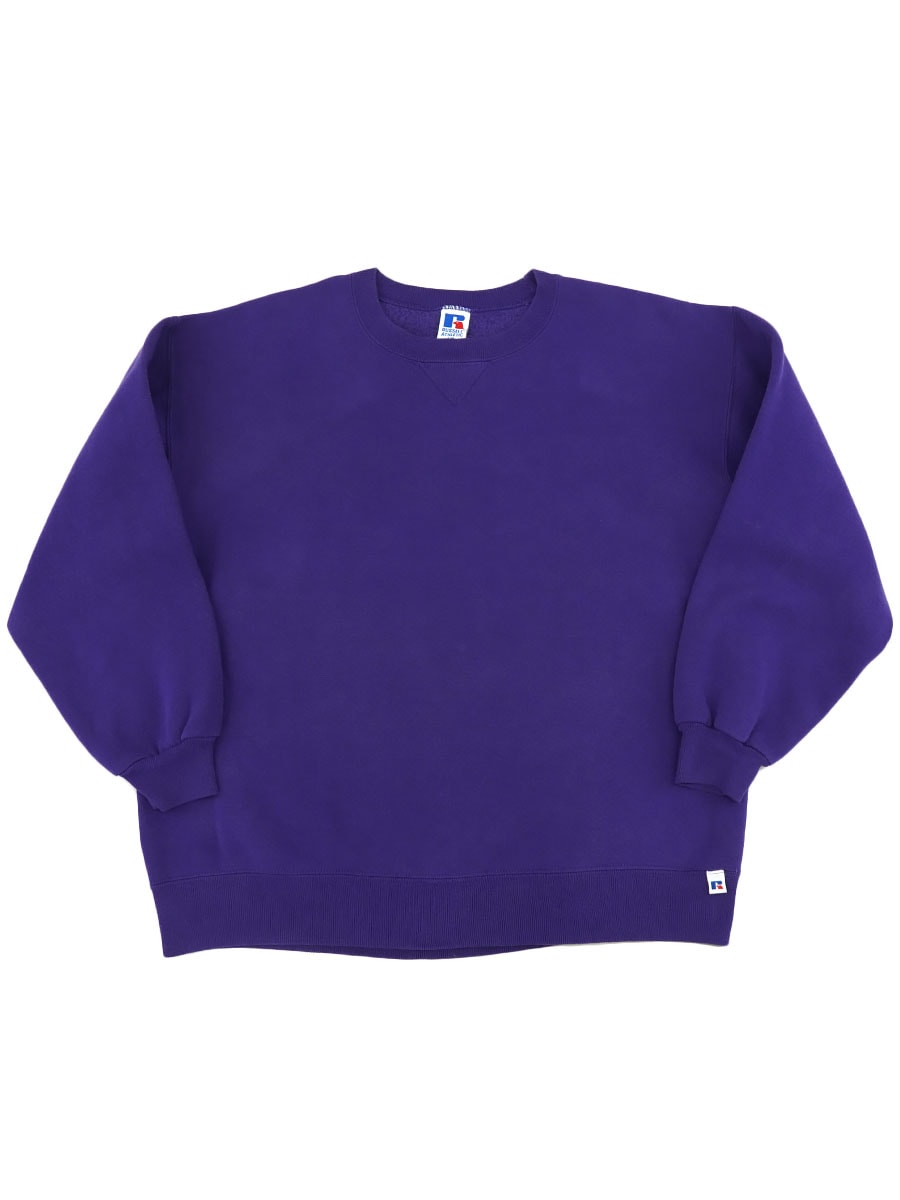 90's RUSSELL ATHLETIC 前V 無地スウェット パープル 表記(XXL) USA製