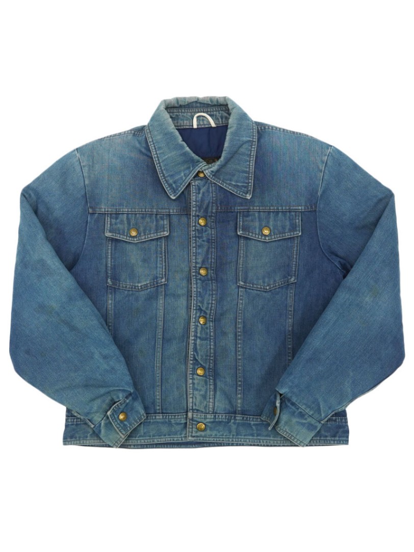 80's～ 黒タグ Eddie Bauer デニムダウンジャケット 裏ネイビー 表記(L