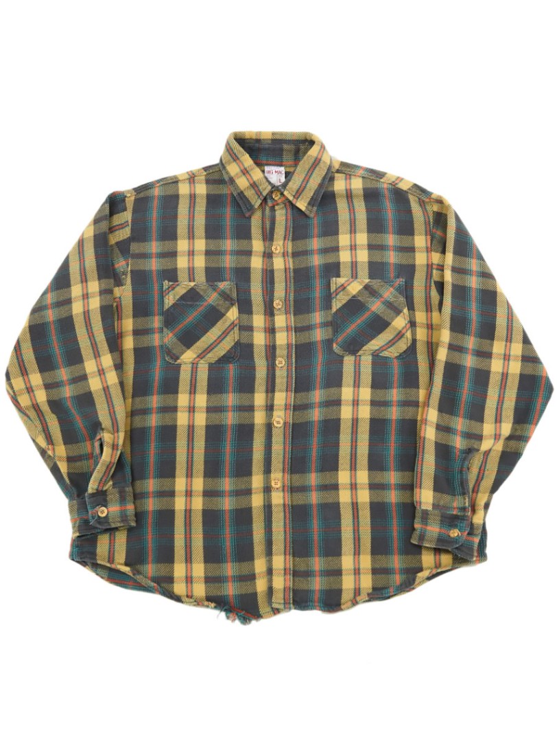 70's 単色タグ BIG MAC 好配色チェック フランネルシャツ 表記(L