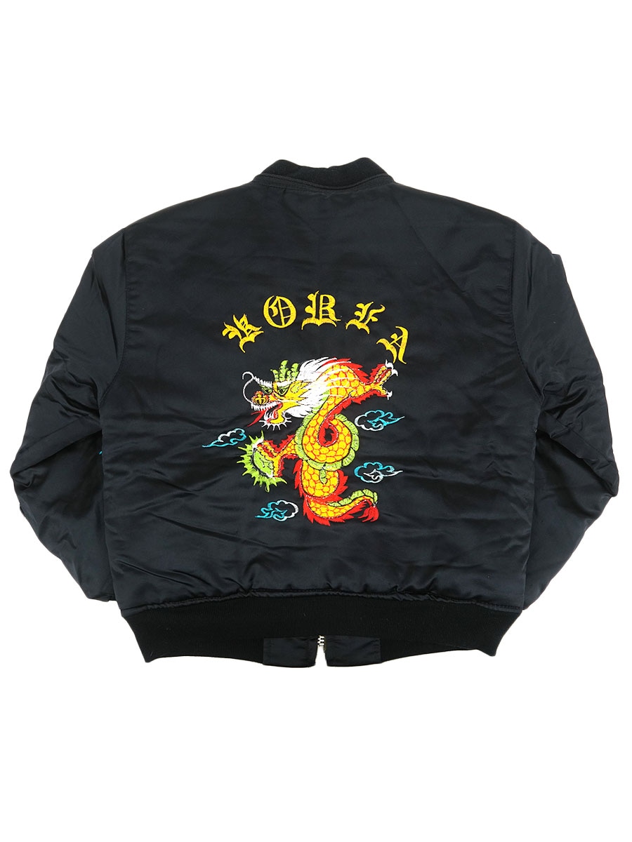 70's～ ''KOREA'' 龍刺繍 スーベニアジャケット ブラック キッズサイズ