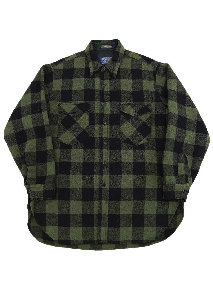 90's ペンドルトン オリーブグリーン×ブラック ブロックチェック