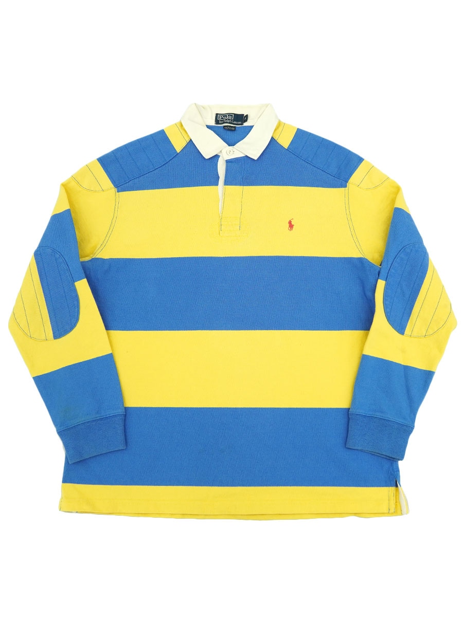 ラルフローレン ライトブルー×クリームイエロー 太ボーダー ラガー