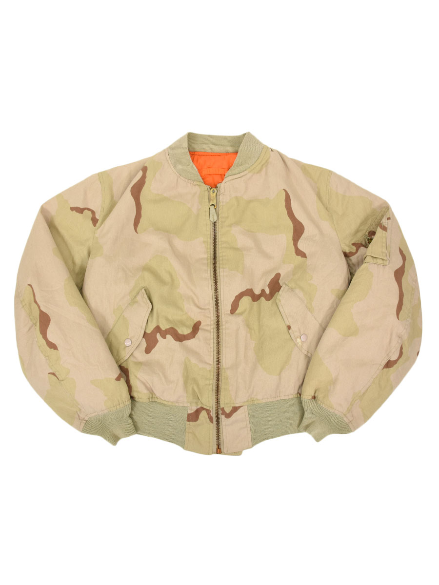 USA製 ALPHA INDUSTRIES 3Cデザートカモ MA-1 フライトジャケット 表記