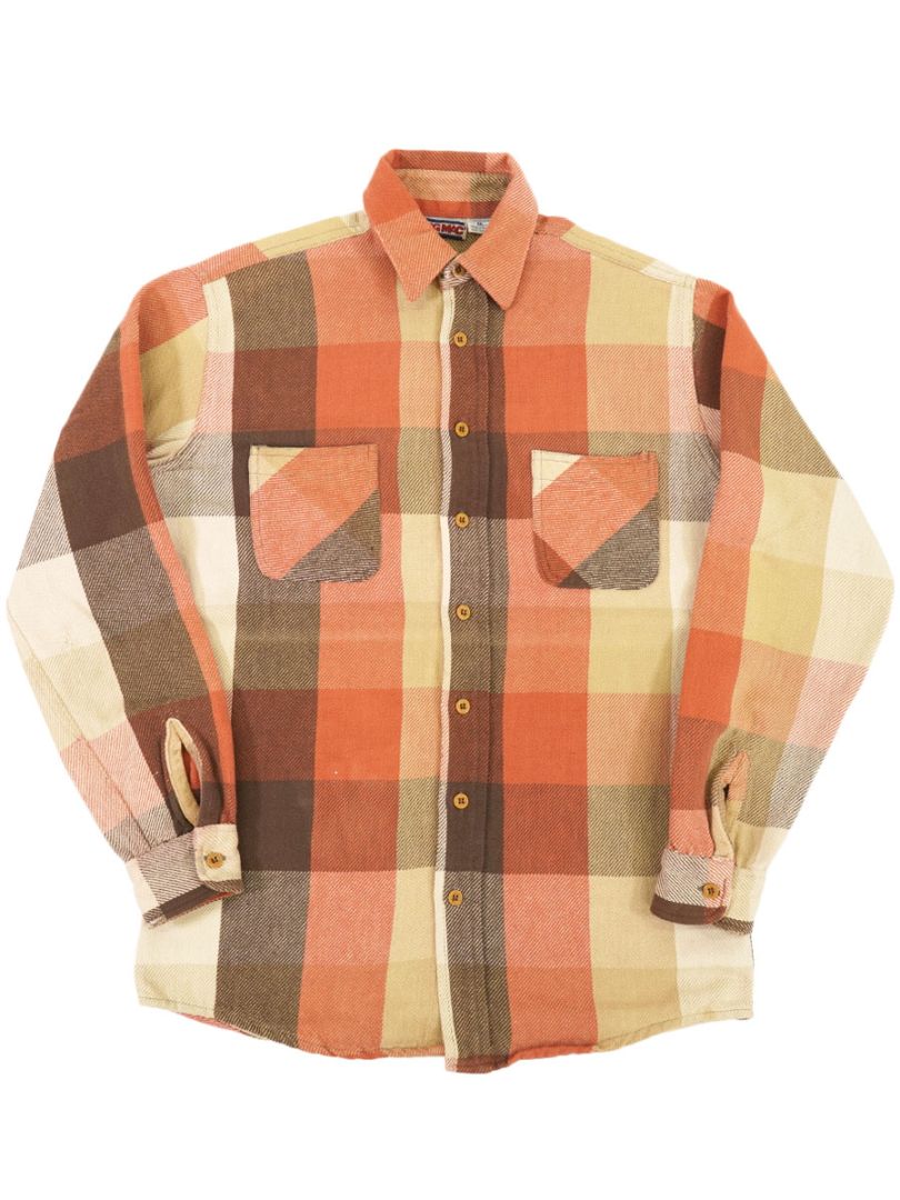 80's BIG MAC 好配色ブロックチェック フランネルシャツ 表記(M TALL