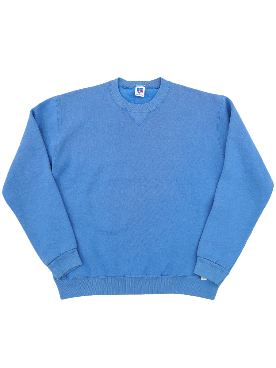 80's RUSSELL ATHLETIC 前V 無地スウェット スカイブルー 表記(M) USA