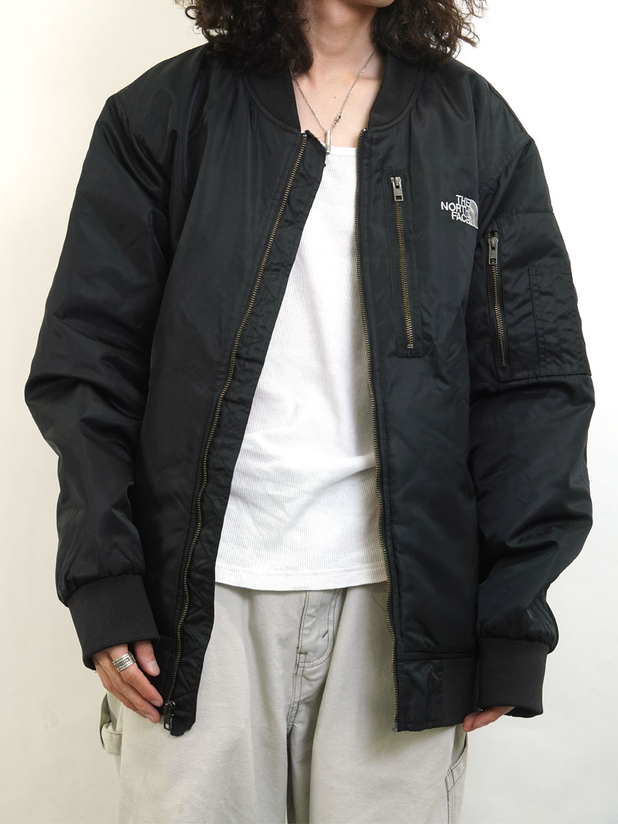 00's THE NORTH FACE MA-1タイプ ナイロンジャケット ブラック 表記(XL