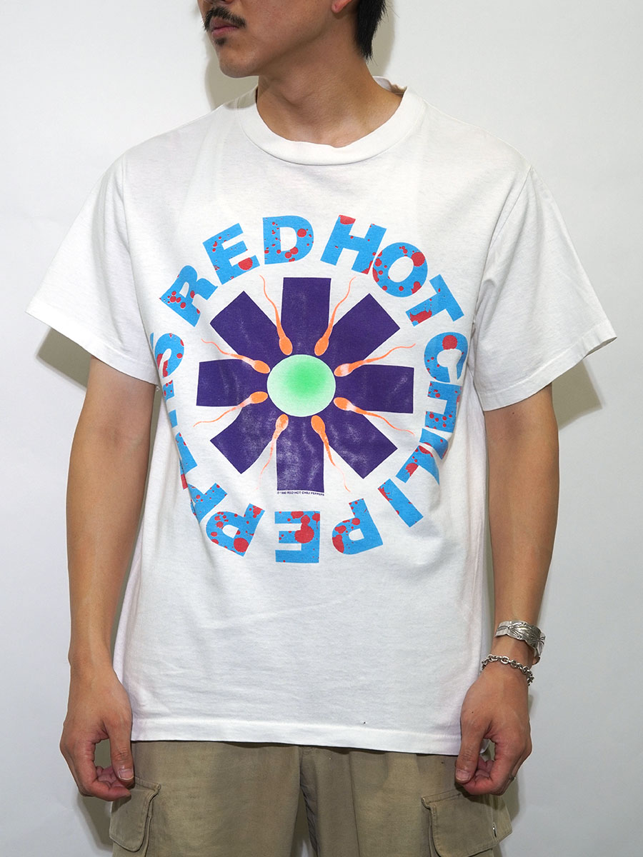 90's Giant ''RED HOT CHILI PEPPERS'' 精子プリントTシャツ ホワイト