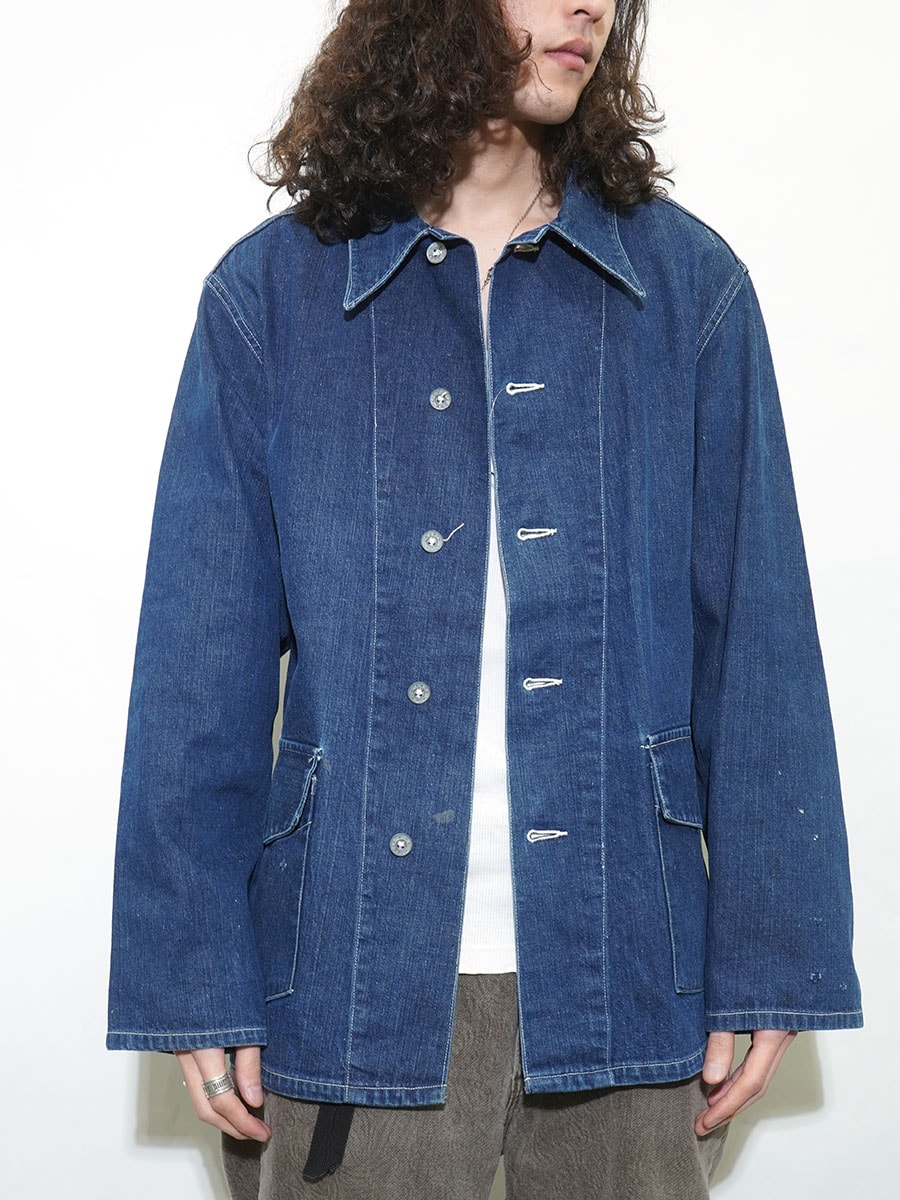 40's U.S.ARMY デニムカバーオール メタルボタン 濃紺 実寸(40位