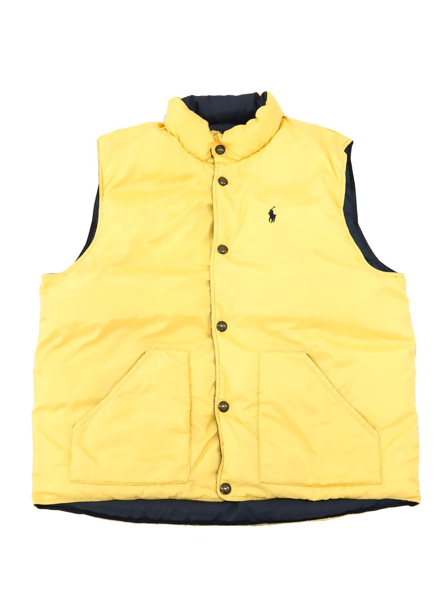 ラルフローレン リバーシブル ダウンベスト ネイビー×クリームイエロー