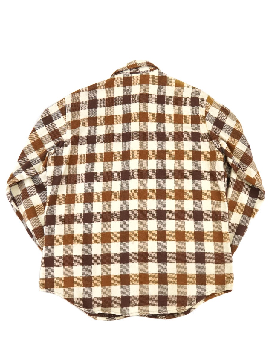 70's 単色タグ BIG MAC ベージュ×茶 ブロックチェック フランネル