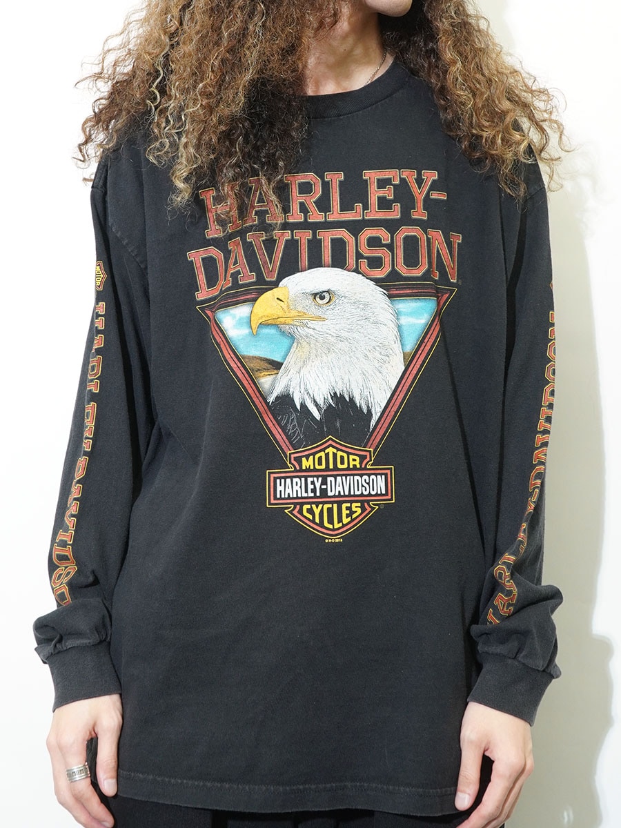 01's H-D ハーレーダヴィッドソン 両面・両袖プリント ロングスリーブT