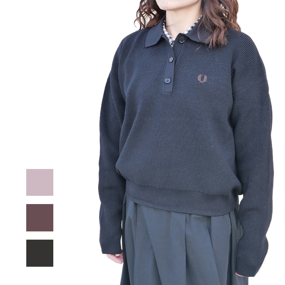 ニットポロ フレッドペリー トップス ポロシャツ 長袖 KNITTED SHIRT