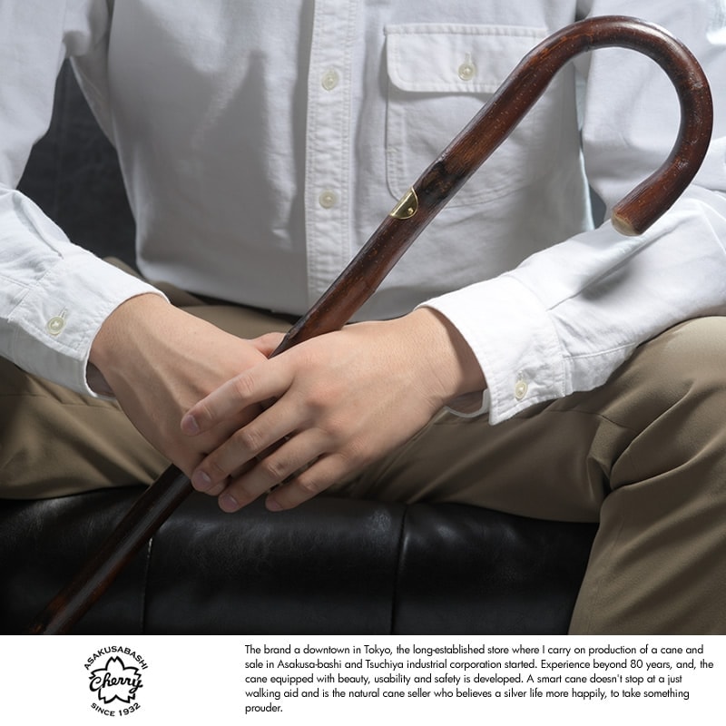 Cherry Mountain 大曲ステッキ 杖 チェストナッツ | ファッション,杖