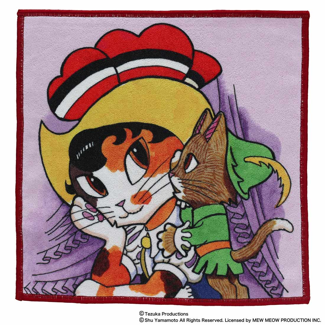 キャットアート プリントハンカチ 「カフェにて」 藤田猫治