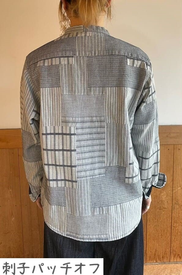 BlueTrick】 レディース スタンドカラーシャツ 刺子パッチ | シャツ