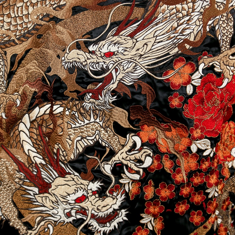 絡繰魂 粋/カラクリダマシイ イキ 月光龍群 刺繍 和柄 スカジャン