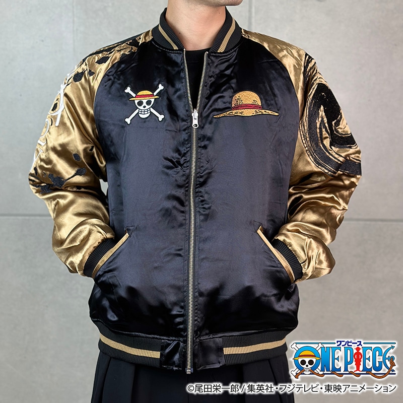 絡繰魂 × ONE PIECE ルフィ×レイリー 刺繍 リバ－シブル スカジャン