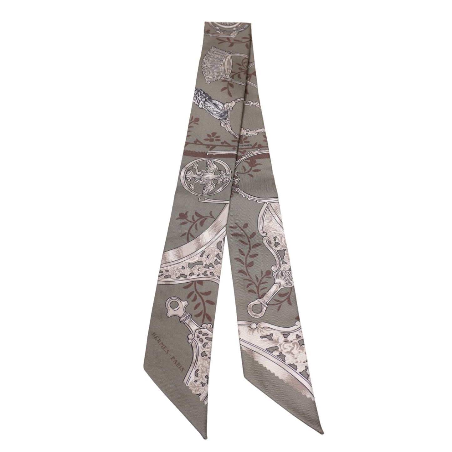 HERMES （エルメス) ツイリー スカーフ グレー系 シルク 未使用 B148