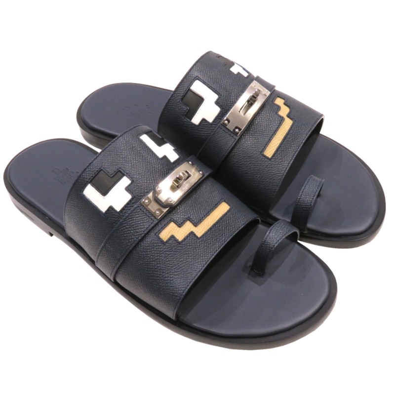 HERMES (エルメス) HermesJokeサンダル (ケリードールピクト) ブルー