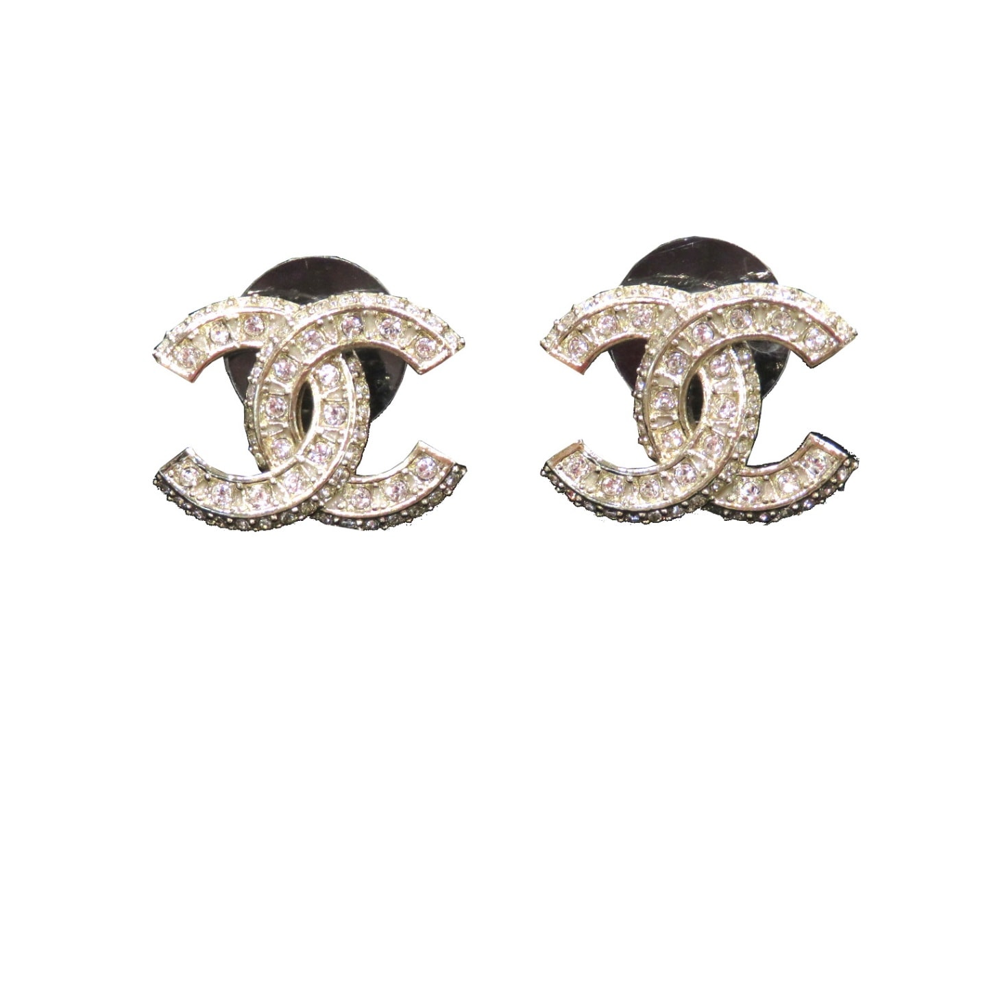 CHANEL (シャネル) CCロゴピアス シャンパンゴールド ラインストーン