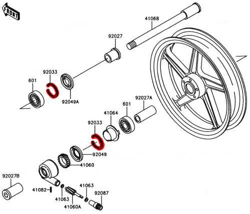 ゼファー400全機種/ゼファーχ(5本スポーク) フロントホイール用