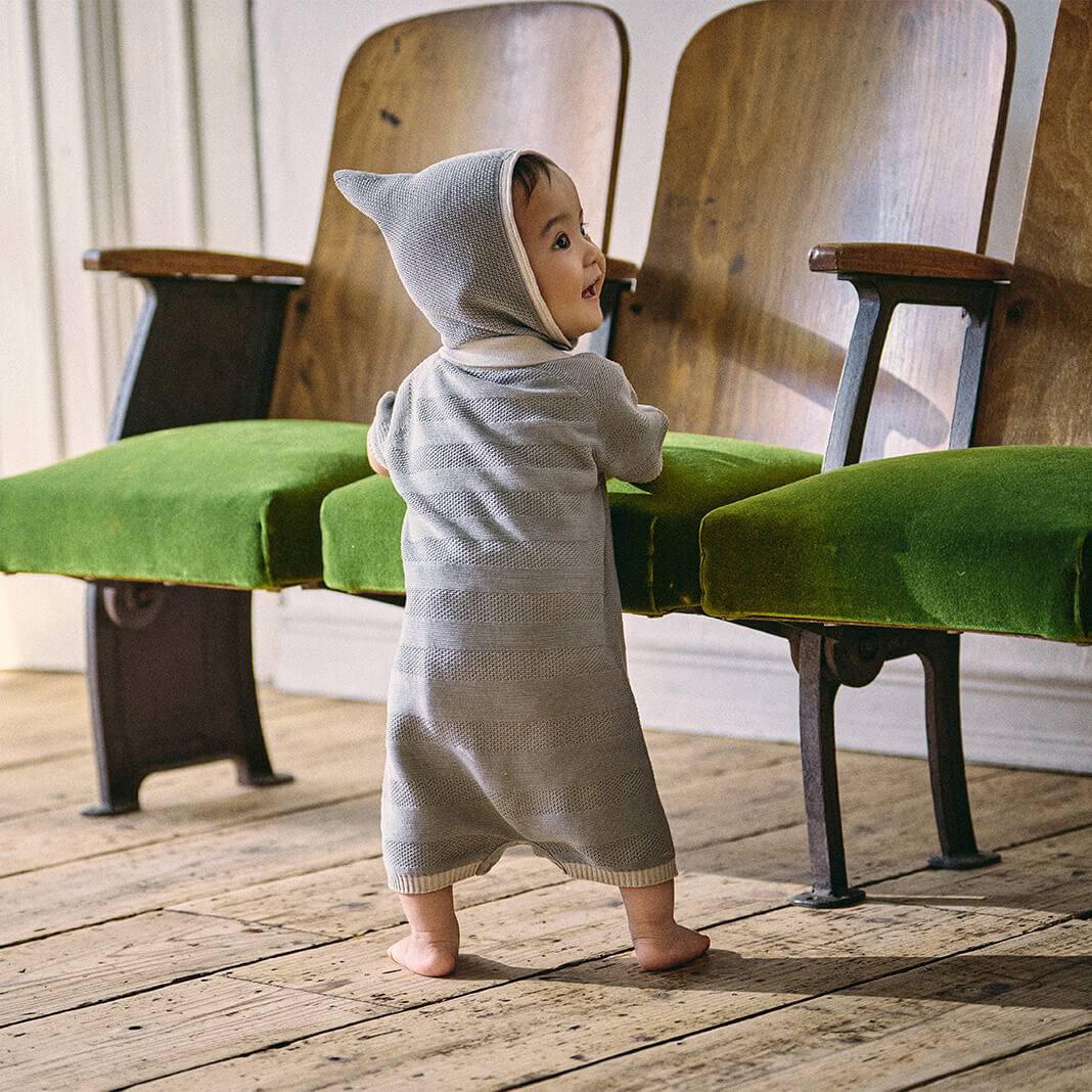 MARLMARL マールマール ニット ポロ ロンパース (70-80cm) / ネズ