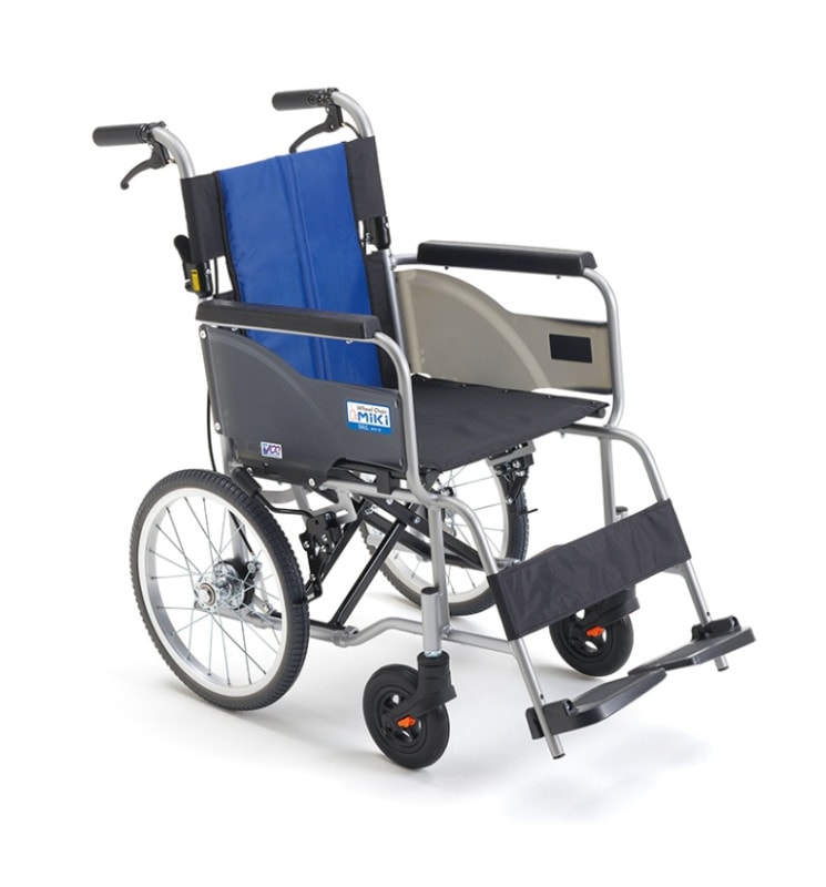 BAL-R1 自走型 車椅子 ブルー 背折れ式 介助ブレーキ付 ノーパンク