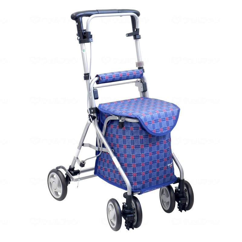 超売れ筋】リズムRWC 二筋格子ブルー シルバーカー 島製作所 【LINE