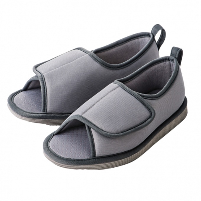 転倒予防シューズ 室内専用 つま先なし グレー ｜ 介護靴・シューズ