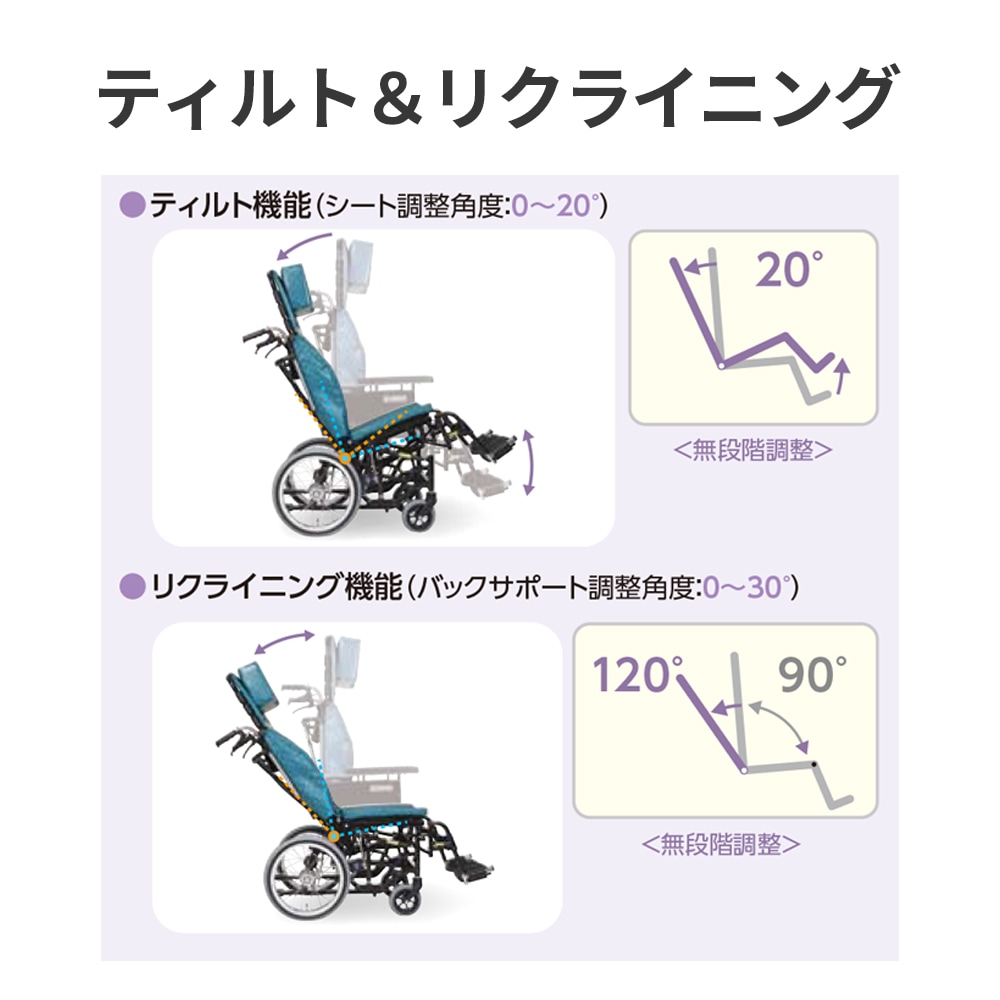 介助用ティルト＆リクライニング車椅子 KX16-42Ⅱ/RM ラクまくら仕様