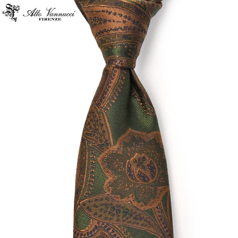 アットヴァンヌッチ ネクタイ スクエアドット 43 ブラウン ゴールド 茶