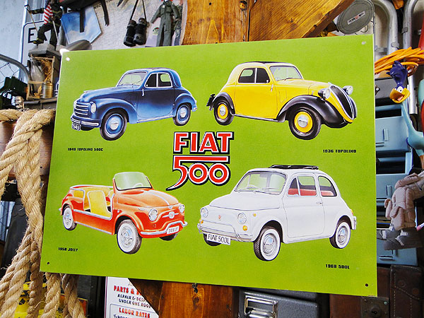 フィアット500 チンクエチェント 歴代モデル ブリキ看板の通販・販売